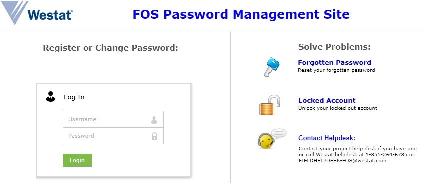 STF230031 - Reset FOS Password via FOS Password Management Site – Westat